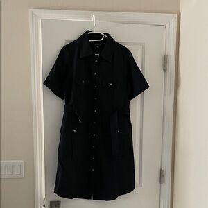 Zac & Rachel Black Button-Front Shirt Dress